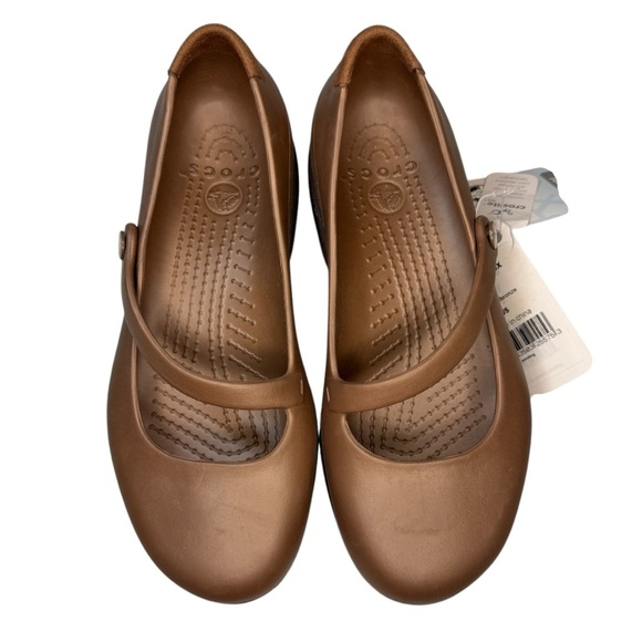 NWT Crocs Silver Fox Maryjane flats in brown/bronze womens 5 shoes comfy office - Picture 3 of 12